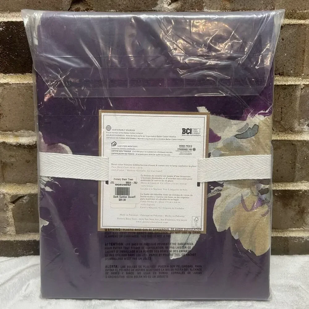 Pottery Barn Teen Dark Garden Duvet Cover Purple Floral Print Twin Size NIP NEW